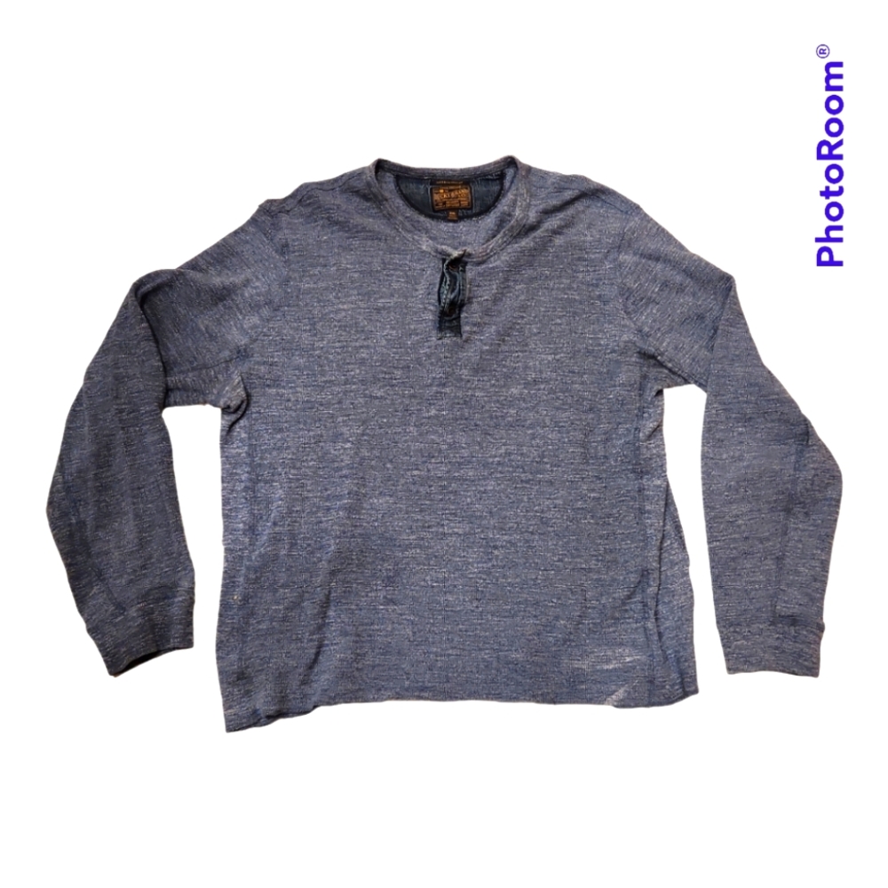 Lucky Brand Henley Shirt Mens XXL blue/gray Lived In Thermal Long Sleeve Cotton